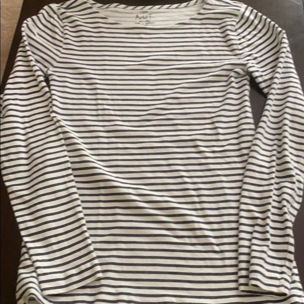 Navy blue and off white striped J.Crew T-shirt